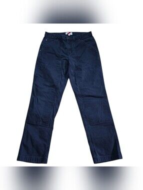 Men's Double Knee Dark Navy Cargo Work Pants - Straight Fit